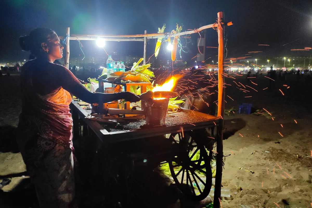 Street market in Chennai with textile shops, representing Chennai retailers moving online