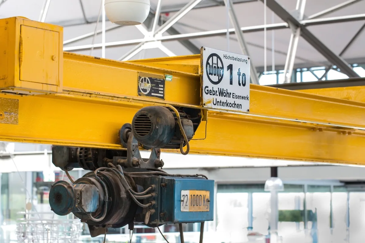 Overhead crane in a factory hall